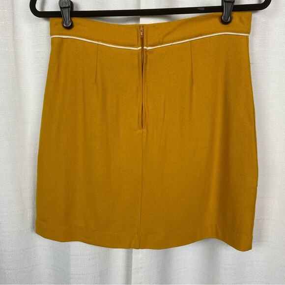 ModCloth Mustard Yellow Own The Era Wool Blend Mini Skirt Sz.M NWT - Picture 8 of 12